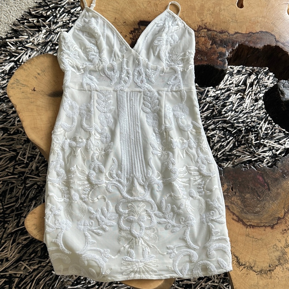 Lulu's Sequined White Mini Dress